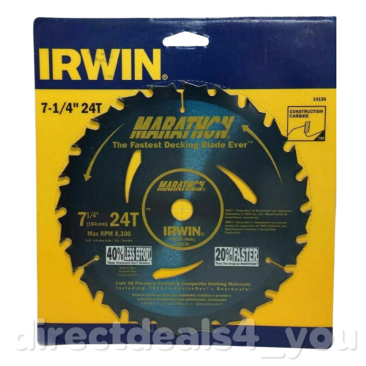 Irwin MARATHON Carbide Corded Circular Deck Saw Blade 7 1/4-inch 24T Pack of 5 - GOODSZON Discount Store