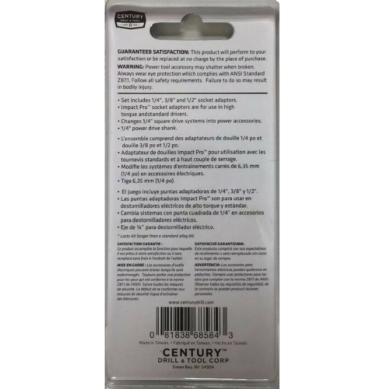 CENTURY DRILL & TOOL 68584 3 pc Impact Pro Socket Adapter Pack of 3 - GOODSZON Discount Store