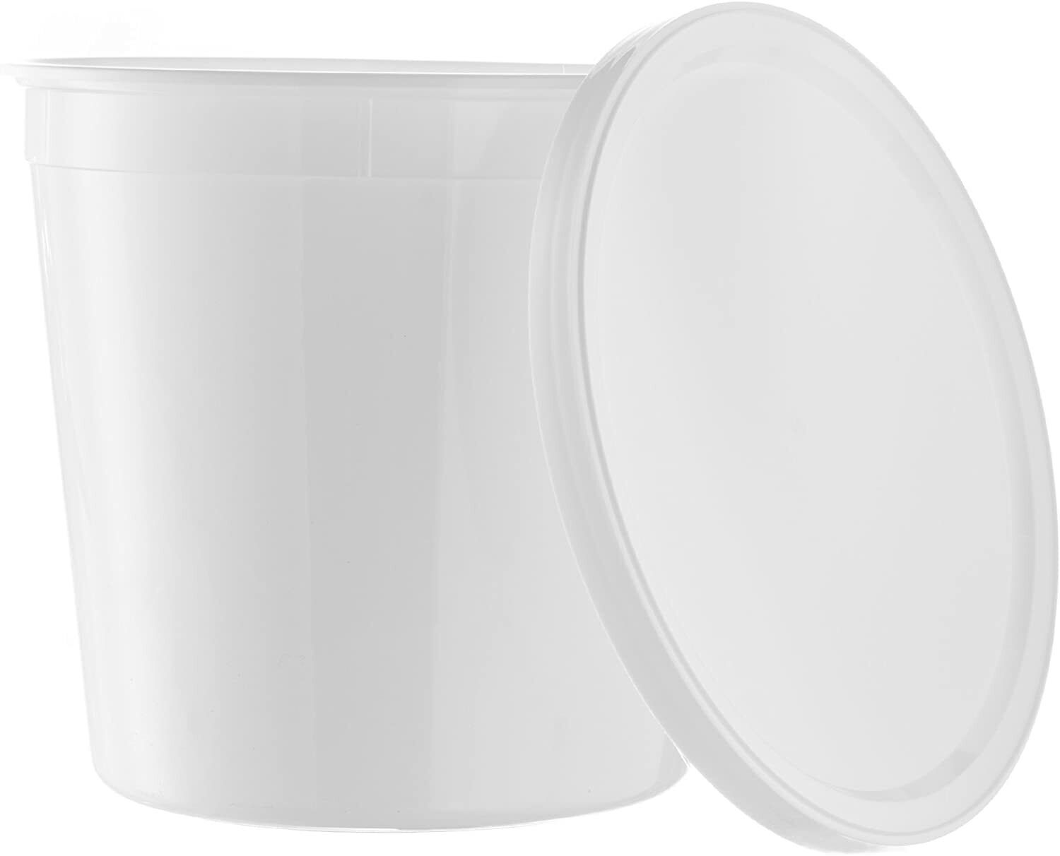 20 Count 128 Oz Combo Basix Round Clear Food Storage Deli Container With Lids - GOODSZON Discount Store