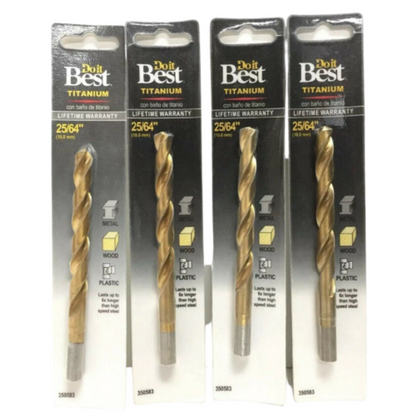Do it Best 25/64" Titanium drill bit 350583 Pack of 4 - GOODSZON Discount Store