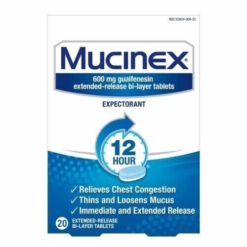 Mucinex 12-Hour Chest Congestion Expectorant 20 Tabletst Exp 03/2024 Pack of 2 - GOODSZON Discount Store