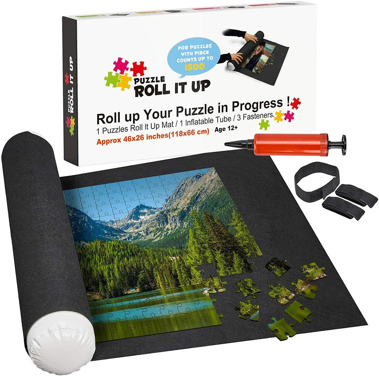 Puzzle Roll Up Mat Premium Up to 1500 Pieces Felt Mat InflatableTube 46 x 26 - GOODSZON Discount Store