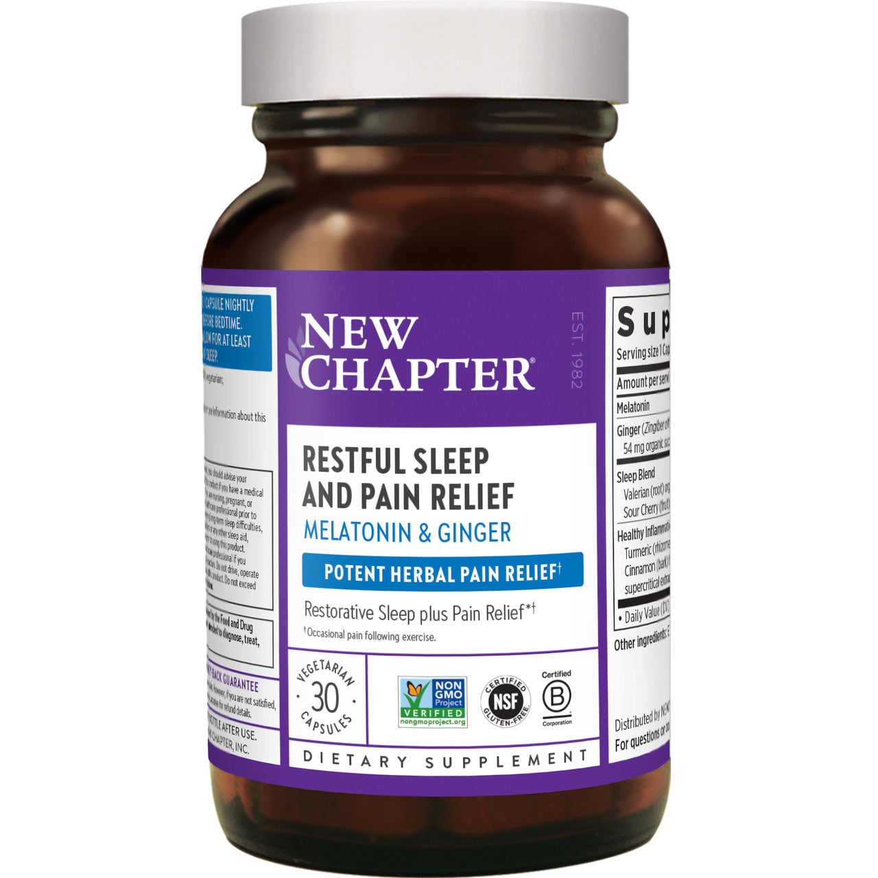 New Chapter Restful Sleep and Pain Relief Capsules with Melatonin and Ginger, 30 Ct - GOODSZON Discount Store