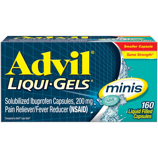 Advil Liqui-Gels Minis Pain and Headache Reliever Ibuprofen, 200 Mg Liquid Filled Capsules, 160 Count - GOODSZON Discount Store