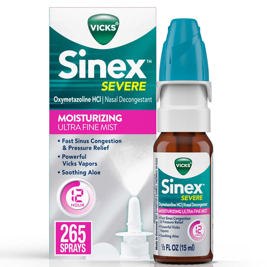 Vicks Sinex Severe Moisturizing Ultra Fine Nasal Mist, over-the-Counter Medicine, 265 Sprays - GOODSZON Discount Store