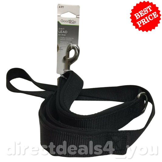 Good2Go Black 2-in-1 Dog Leash, 4 ft. - GOODSZON Discount Store
