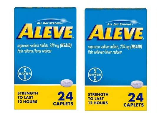 Aleve Naproxen Sodium Pain Reliever 24 Caplets Exp 2025 Pack of 2 - GOODSZON Discount Store