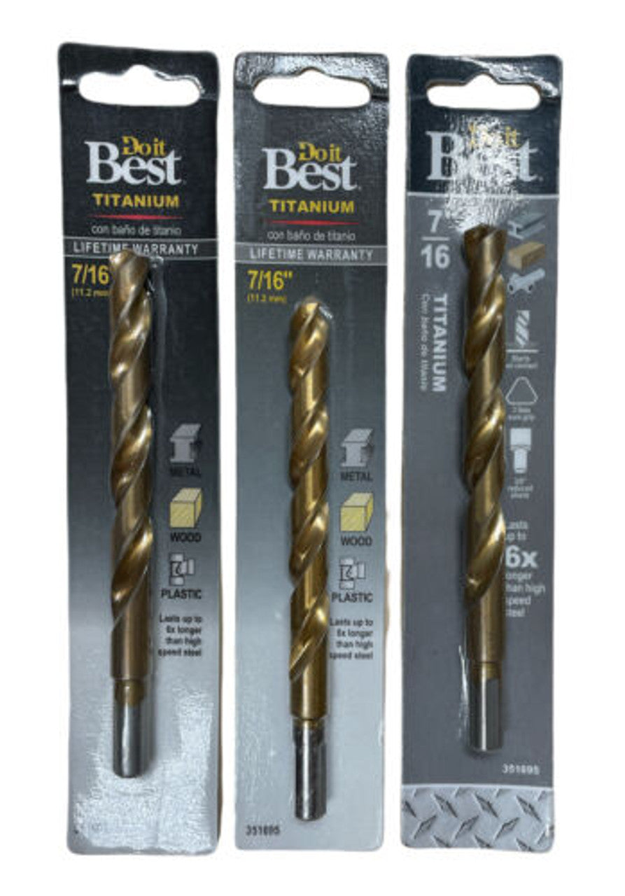 Do it Best 7/16 In. Titanium Drill Bit 220711DB Pack of 3 - GOODSZON Discount Store