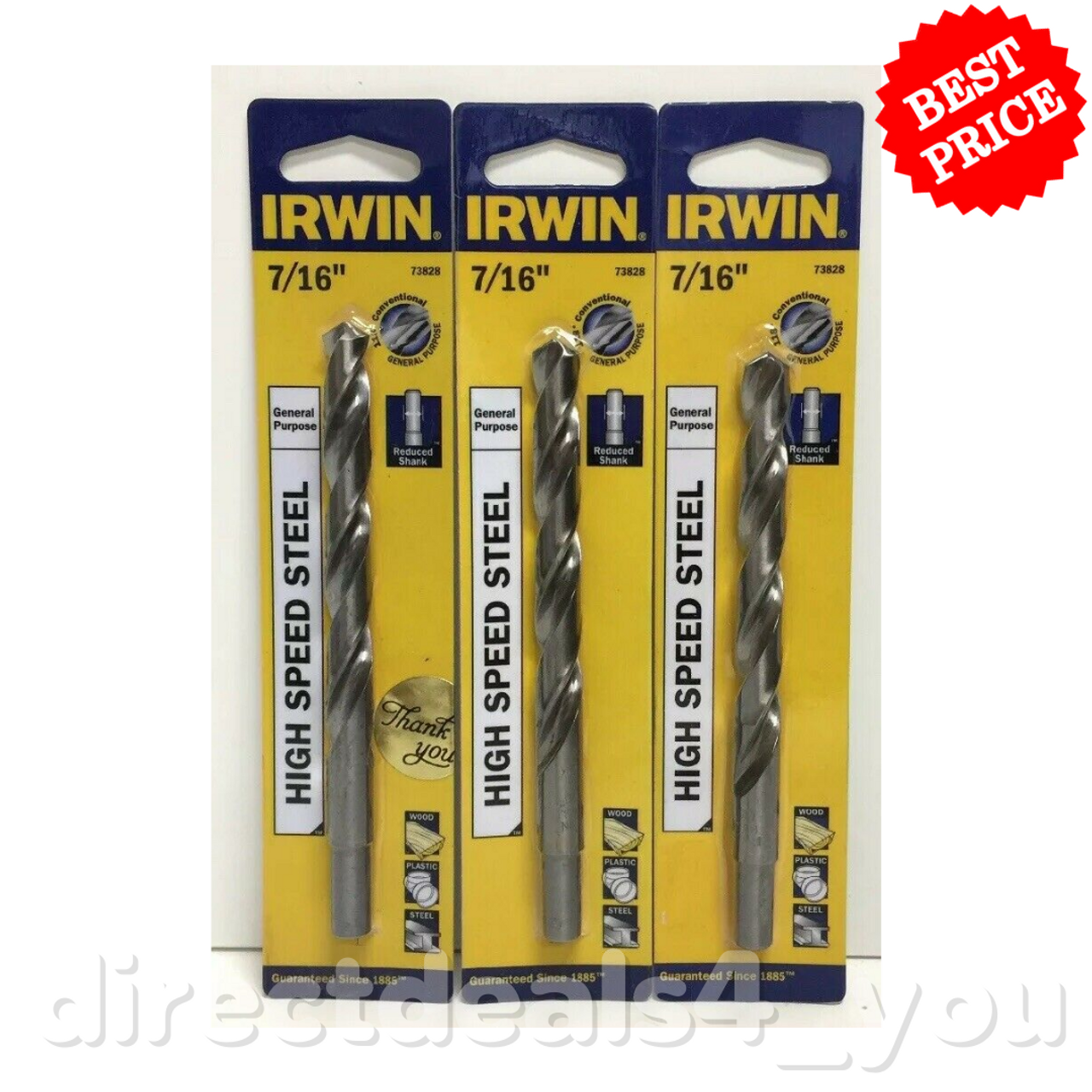 Irwin High Speed Steel 7/16" Drill Bit 73828 Pack of 3 - GOODSZON Discount Store