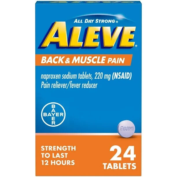 Aleve Back & Muscle Pain Reliever Naproxen Sodium 24Tabs Exp 2025 Pack of 2 - GOODSZON Discount Store