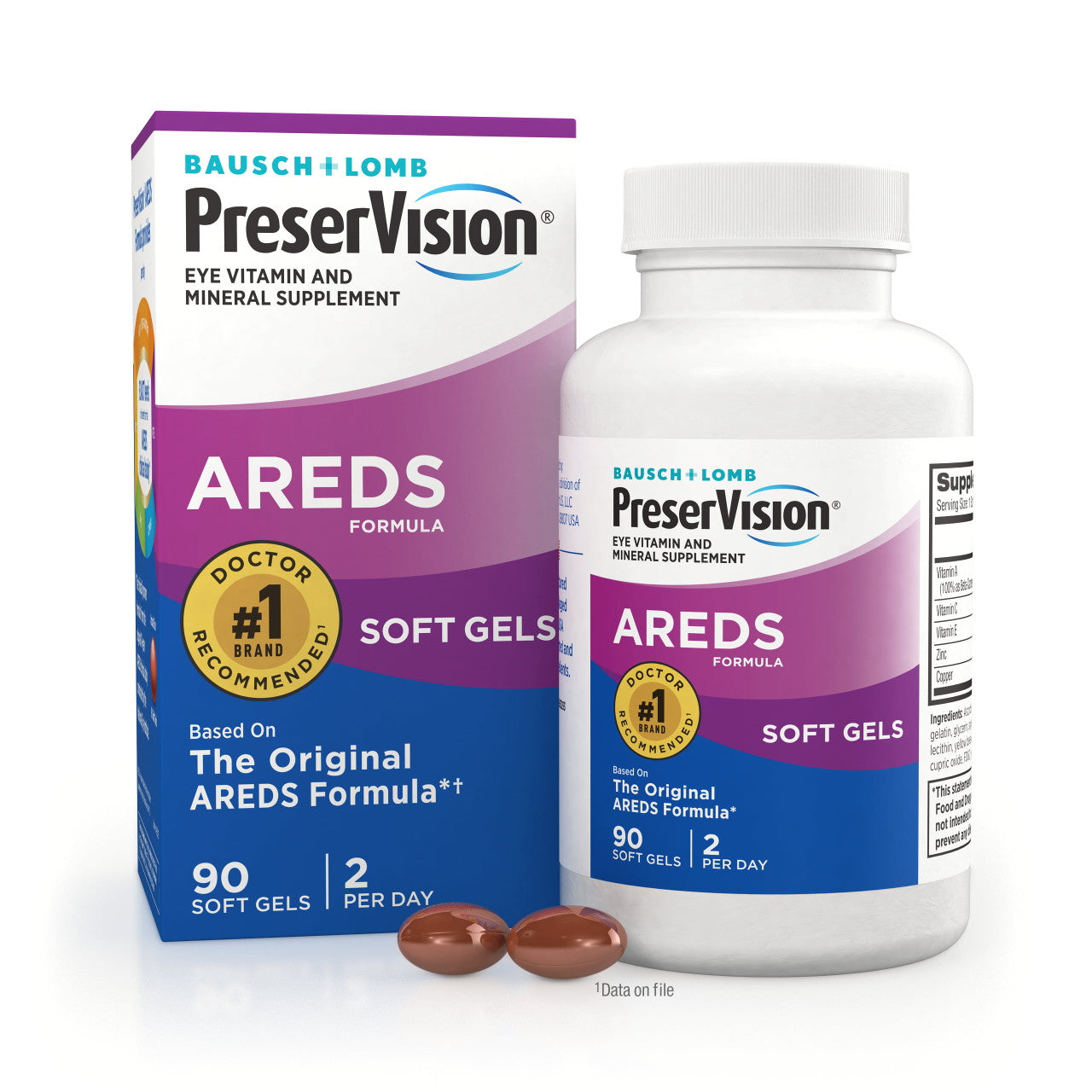 Bausch + Lomb PreserVision AREDS Eye Vitamin & Mineral Supplement Tablets, 90 Count Bottle (Soft Gels) - GOODSZON Discount Store
