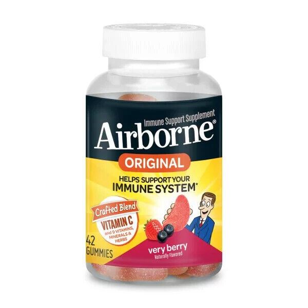 Airborne Mixed Berry Flavored 42 Gummies - 1000mg of Vitamin C and Minerals & He - GOODSZON Discount Store