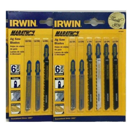 IRWIN Marathon T-Shank Jig Saw Blades 6 PC 3072001 Pack of 2 - GOODSZON Discount Store