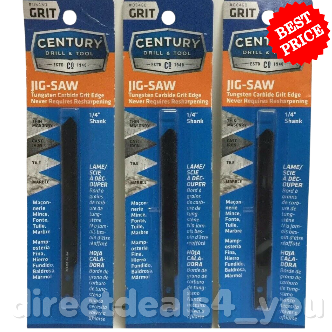 Century Drill & Tool 06460 GRIT JigSaw Tungsten Carbide Saw Blades Pack of 3 - GOODSZON Discount Store