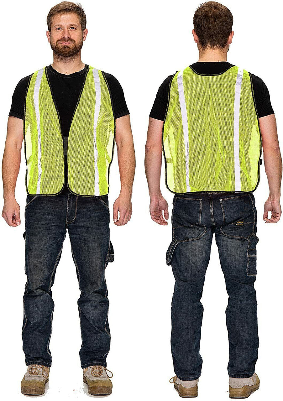 XSHIELD XS0008,High Visibility Safety Vest w/ Silver Stripe Univ Size Pack of 10 - GOODSZON Discount Store