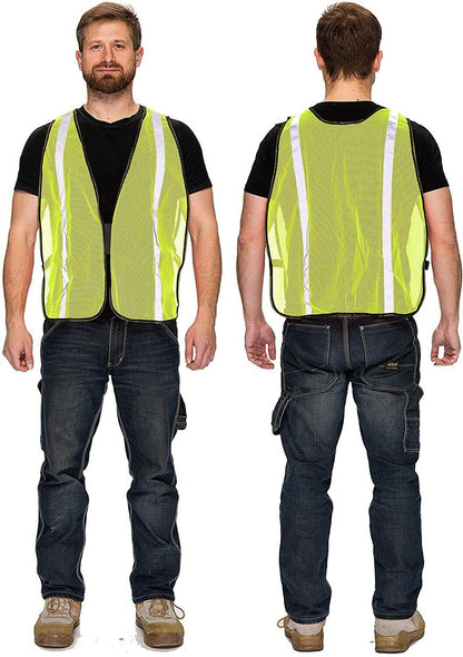 XSHIELD XS0008,High Visibility Safety Vest w/ Silver Stripe Univ Size Pack of 10 - GOODSZON Discount Store