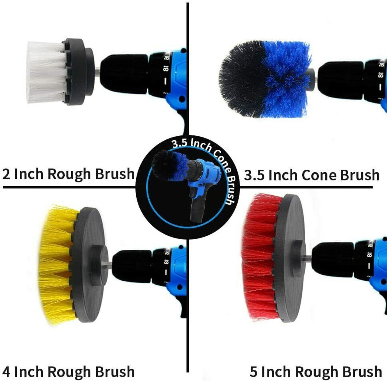 Drill Brush Attachment 4 Piece Drill Scrub Brush Set - GOODSZON Discount Store