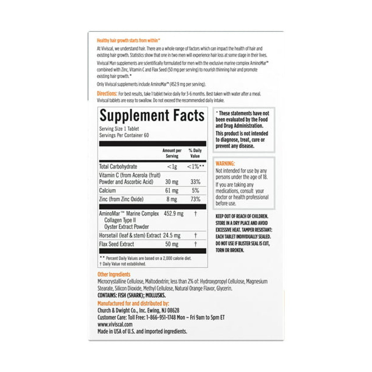 Viviscal Man Hair Growth Supplement, 60 Tablets - GOODSZON Discount Store