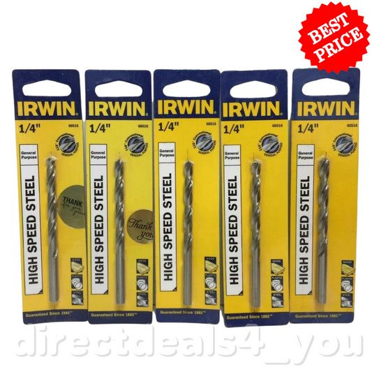 Irwin High Speed Steel 1/4" Drill Bit 60516 Pack of 5 - GOODSZON Discount Store