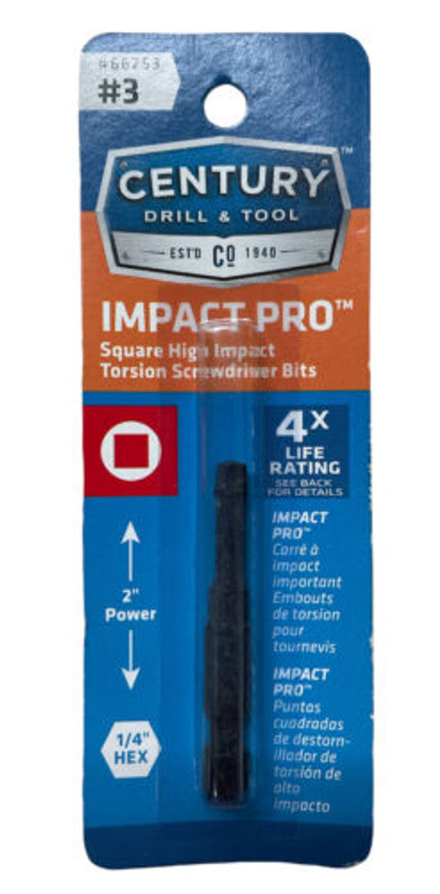 CENTURY DRILL & TOOL #3 x 2 Impact Pro Square Power Torsion Bit Pack of 3 - GOODSZON Discount Store