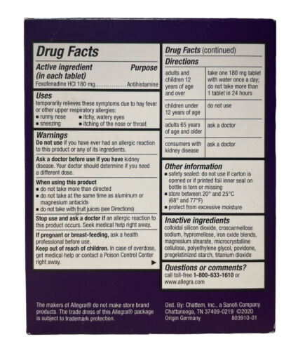 Allegra 24 HR Indoor/Outdoor Allergy Relief, 90 Tablets Exp 2024 - GOODSZON Discount Store