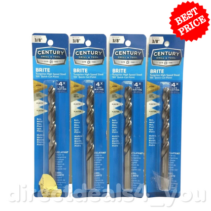 CENTURY DRILL & TOOL #22324 3/8" Brite Drill Bit Pack of 4 - GOODSZON Discount Store