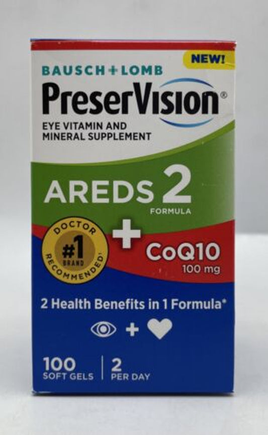 PreserVision AREDS 2 Eye Vitamins with CoQ10 100 softgels - GOODSZON Discount Store