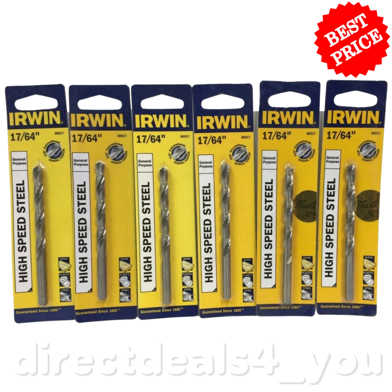 Irwin High Speed Steel #60517 17/64" Drill Bit Pack of 6 - GOODSZON Discount Store