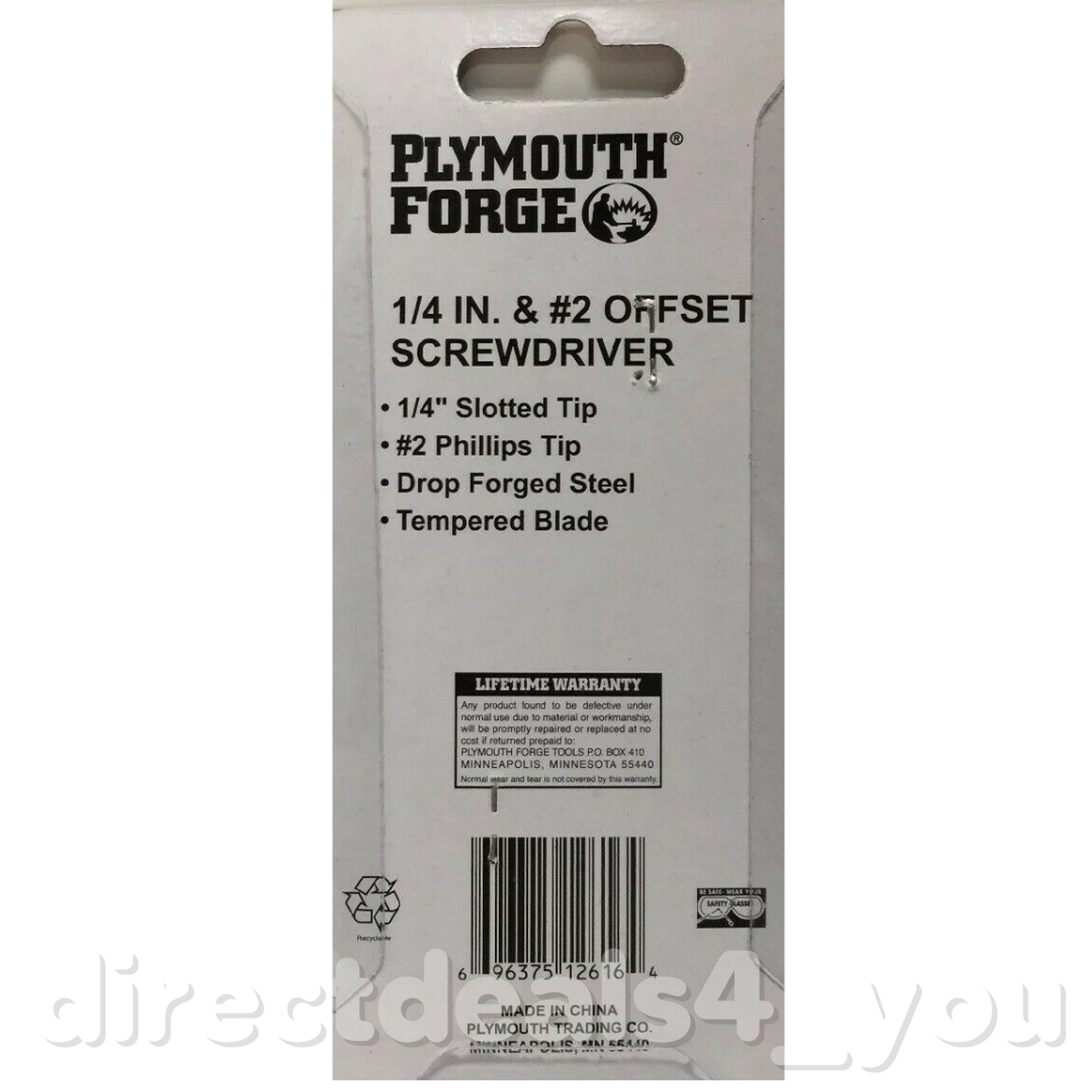 Plymouth Forge 12616P Offset Screwdriver 1/4 Slotted #2 Phillips Pack of 4 - GOODSZON Discount Store