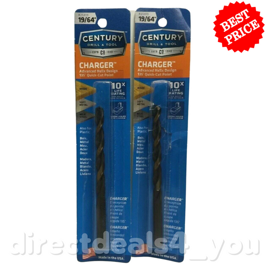 Century Drill & Tool 25419 19/64" Charger Drill Bit Pack of 2 - GOODSZON Discount Store