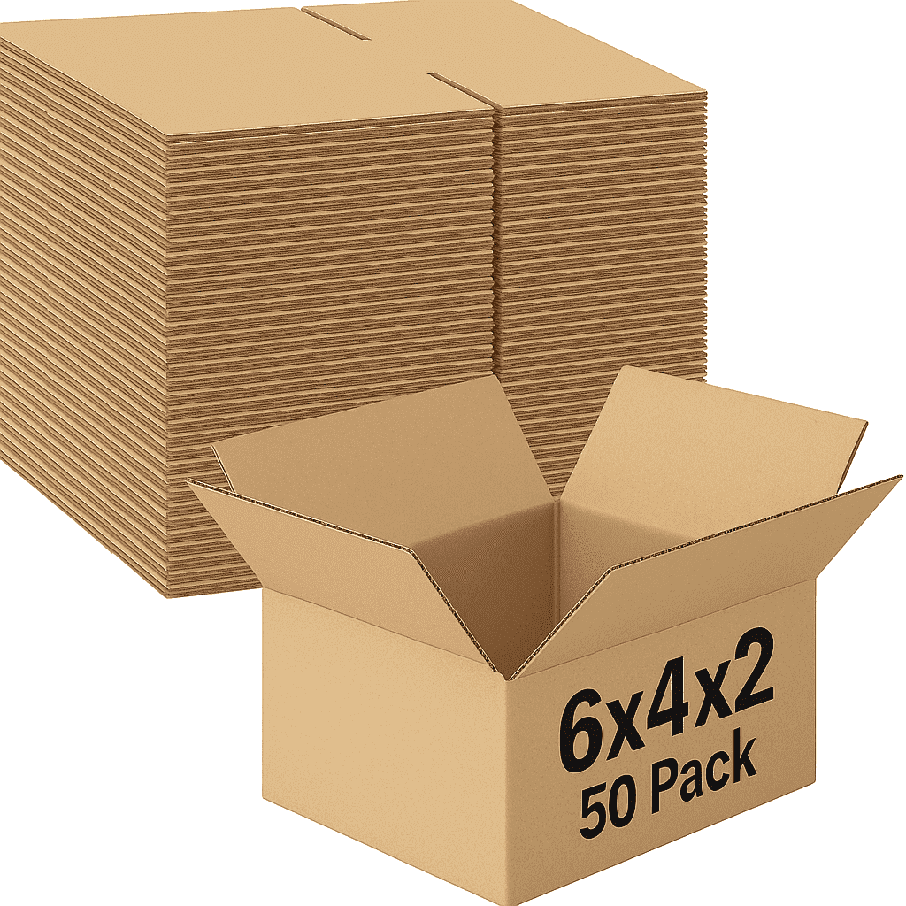 50 Pack 6x4x2 inches Small Shipping Boxes, Kraft Corrugated Cardboard Boxes for Mailing Packing, Brown - GOODSZON Discount Store