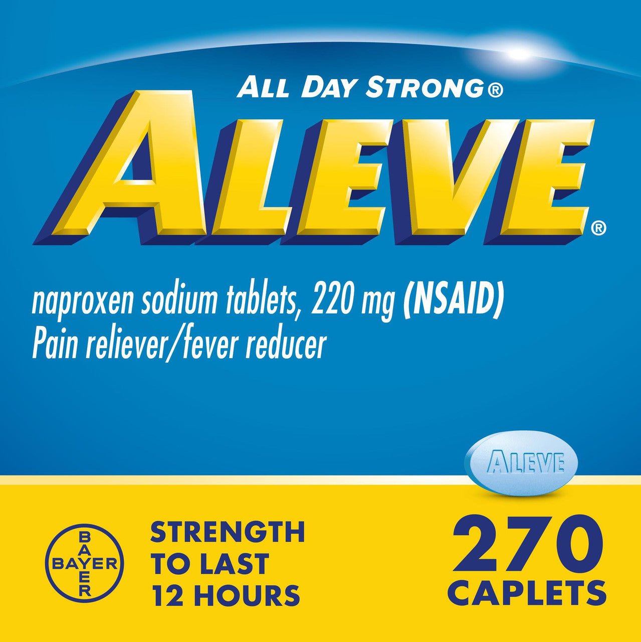 Aleve Pain Reliever & Fever Reducer Naproxen Sodium Caplets, Body Pain Relief, 270 Count - GOODSZON Discount Store