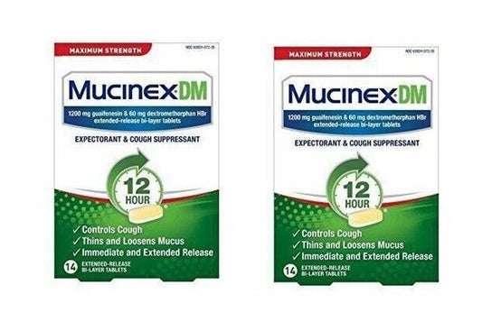 Mucinex DM 12-Hour Max Strength Expectorant & Cough Suppressant 7 Tabs Pack of 2 - GOODSZON Discount Store