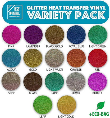 Glitter Heat Transfer Vinyl 17 Variety Pack 12x10 inch HTV Sheets - GOODSZON Discount Store