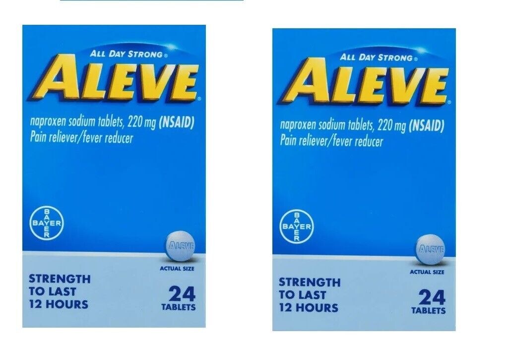 Aleve All Day Strong Naproxen Sodium 24 Tablets, 220 mg Exp 2025 Pack of 2 - GOODSZON Discount Store