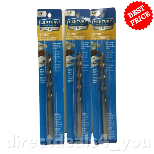 CENTURY Sonic Carbide Drill Bit For Masonry Driling 3/8 in x 4 x 6 in Pack of 3 - GOODSZON Discount Store