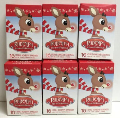 Rudolph The Red-Nosed Reindeer 10 Sterile Adhesive Bandages Pack of 6 - GOODSZON Discount Store