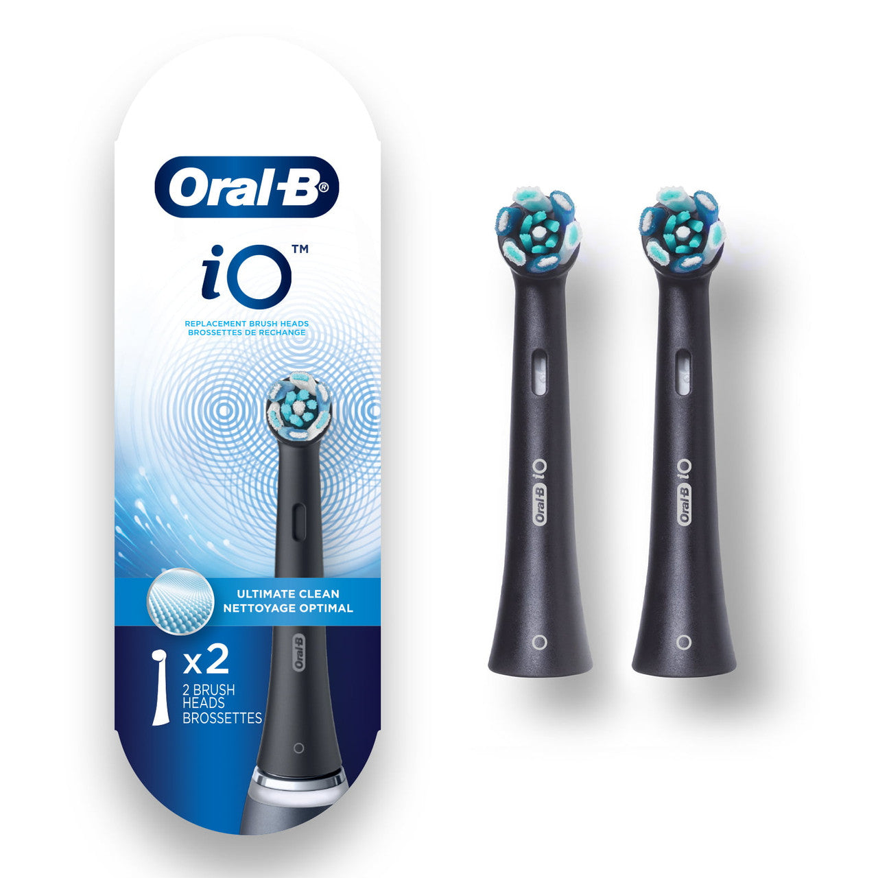 Oral-B iO Ultimate Clean Replacement Brush Heads, Black, 2 count - GOODSZON Discount Store