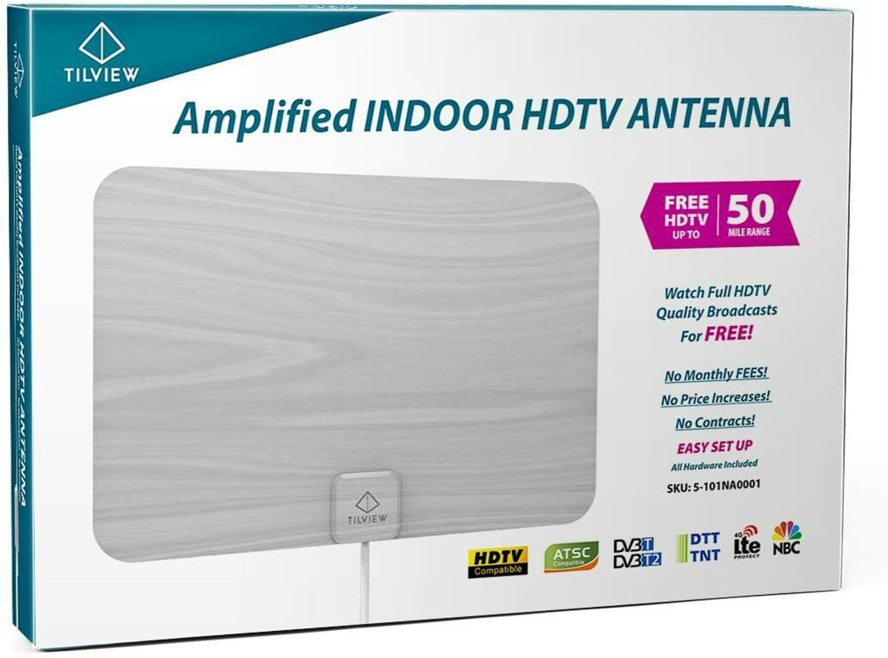 TILVIEW Amplified HD Digital TV Antenna 50 Miles/80KM Range Ultra-Thin Indoor - GOODSZON Discount Store