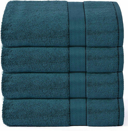 GLAMBURG 700 GSM Premium Cotton 4-Pack Bath Towel Set 100% Combed Cotton Teal - GOODSZON Discount Store