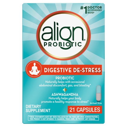 Align Probiotic, Digestive De-stress, Probiotic for Women and Men with Ashwagandha, Gluten Free, Soy Free, Vegetarian, 21 Capsules - GOODSZON Discount Store