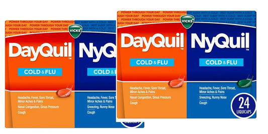 Vicks DayQuil & NyQuil Liquicaps, Cold, Cough and Flu, 24 Ct Pack of 2 - GOODSZON Discount Store