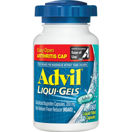 Advil Liqui-Gels Pain and Headache Reliever Ibuprofen, 200 Mg Liquid Filled Capsules, 160 Count - GOODSZON Discount Store