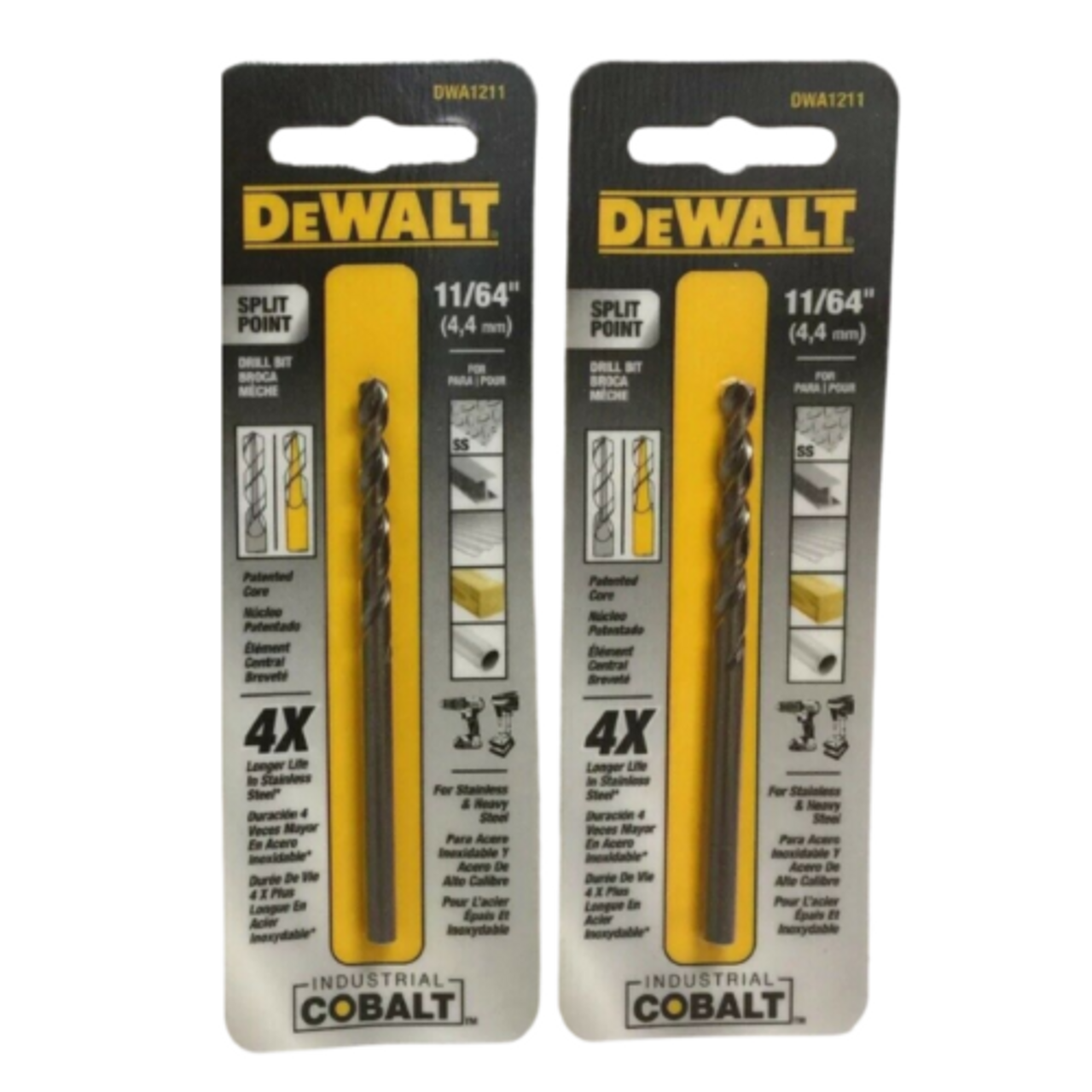 Dewalt Split Point DWA1211 Industrial Cobalt Drill Bit 11/64" Pack of 2 - GOODSZON Discount Store