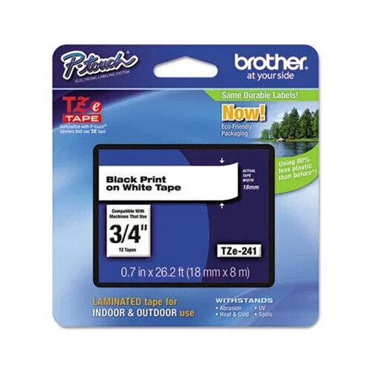 Brother TZe Standard Adhesive Laminated Labeling Tape 0.7" x 26.2 ft, Black on W - GOODSZON Discount Store