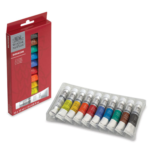 Winsor & Newton Gouache - Set of 10, Assorted Colors, 12 ml, Tubes - GOODSZON Discount Store