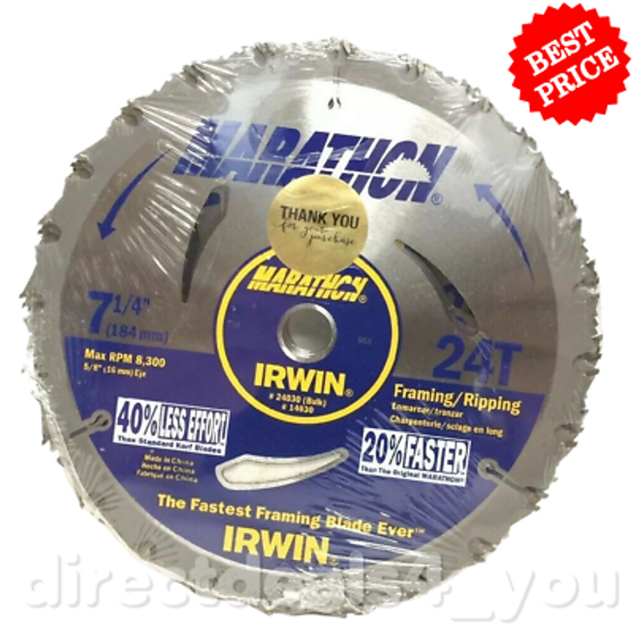 Irwin Marathon Circular Saw Blade For Framing Ripping 7-1/4" 24T Pack of 7 - GOODSZON Discount Store