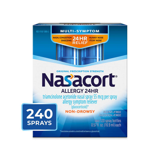 Nasacort 24HR Allergy Nasal Spray, Non-drowsy, 120 Sprays, 0.57 fl.oz. 2pk - GOODSZON Discount Store