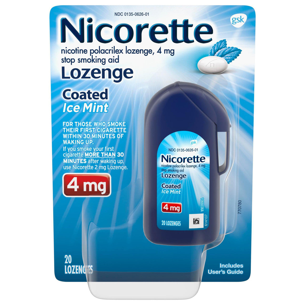 Nicorette Coated Nicotine Lozenges Stop Smoking Aid 4Mg Mint - 20 Ct - GOODSZON Discount Store