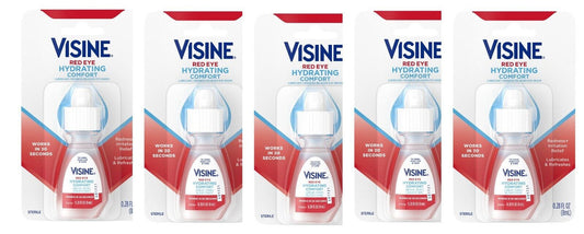 Visine Red Eye Hydrating Comfort Lubricating Eye Drops, 0.28 oz Pack 5 - GOODSZON Discount Store